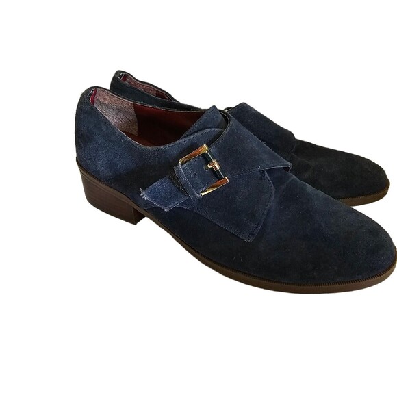 TOMMY HILFIGER Shoes‎ blue Suede Bettina Buckle Loafers Heels Leather 8.5 - Picture 5 of 5